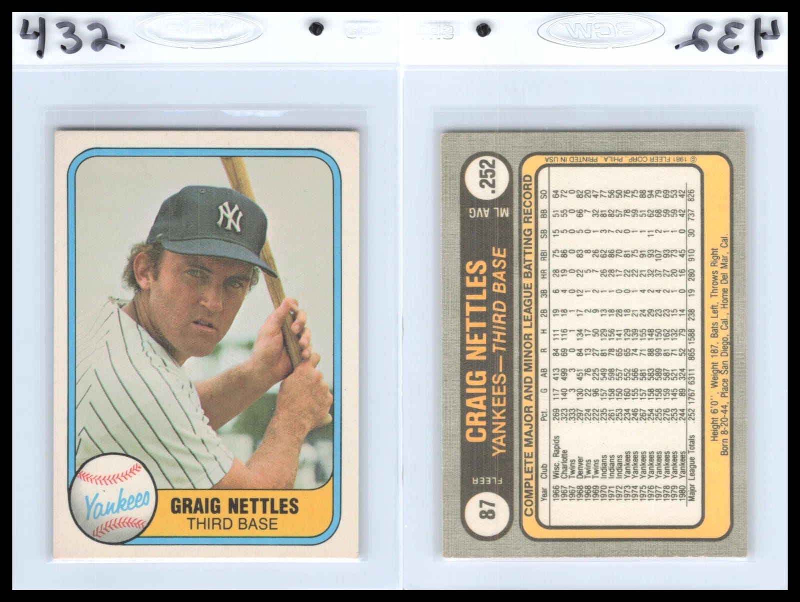 The money card: 1981 Fleer #87 — and yes, this back reads
