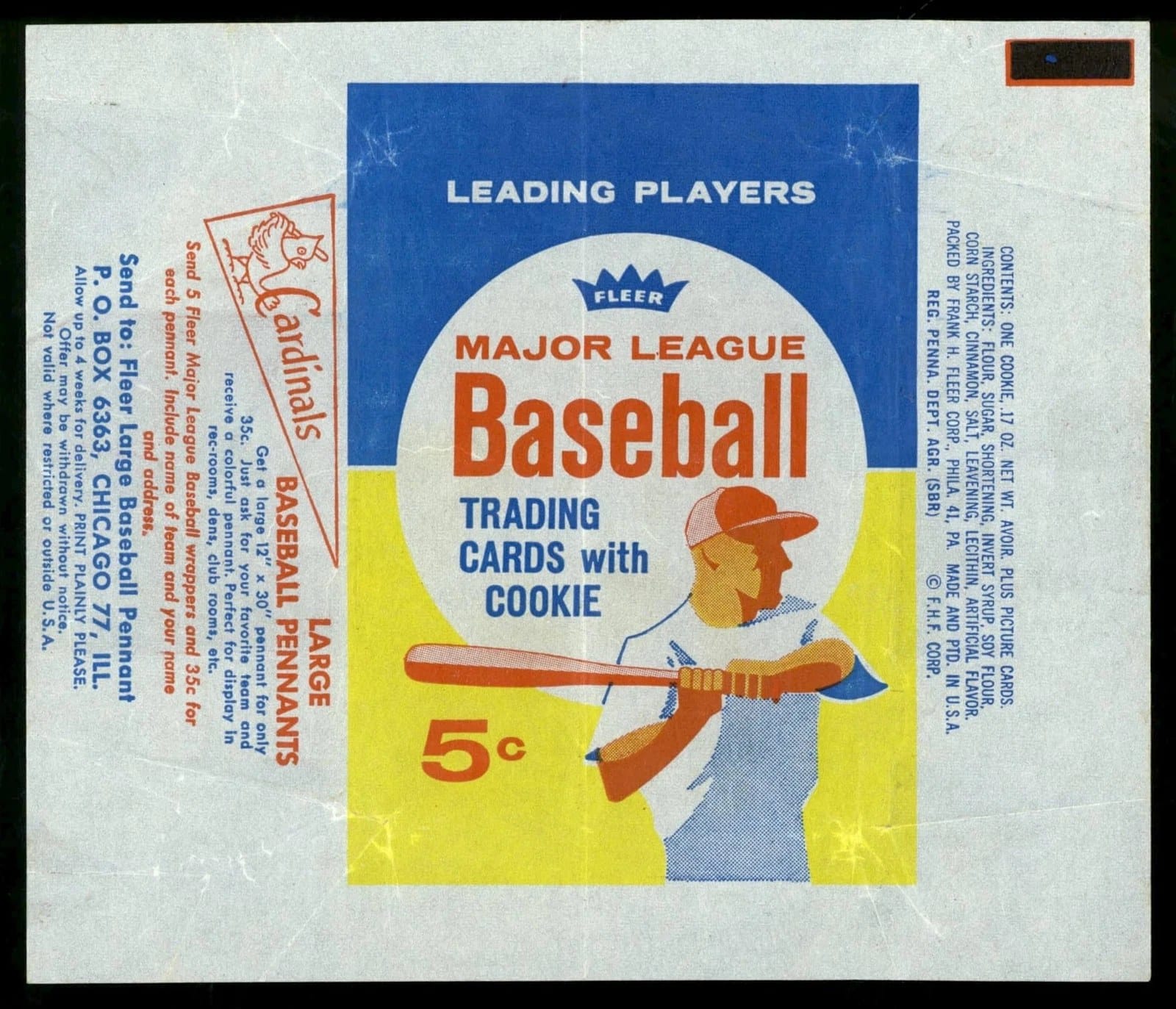 The artifact: a 1963 Fleer wrapper —