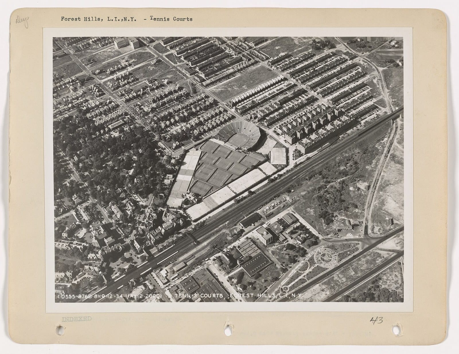 The West Side Tennis Club grounds at Forest Hills, from an archival aerial survey (National Archives)