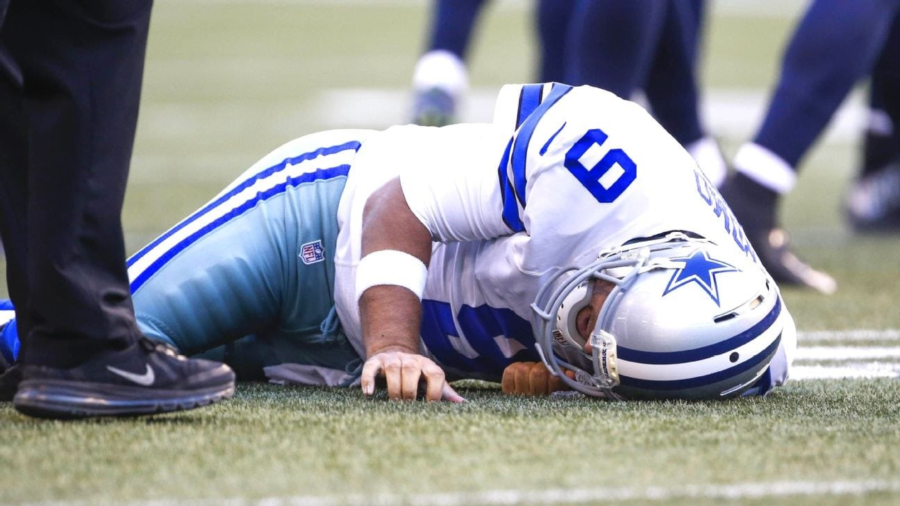 Romo down in Seattle, August 25, 2016.