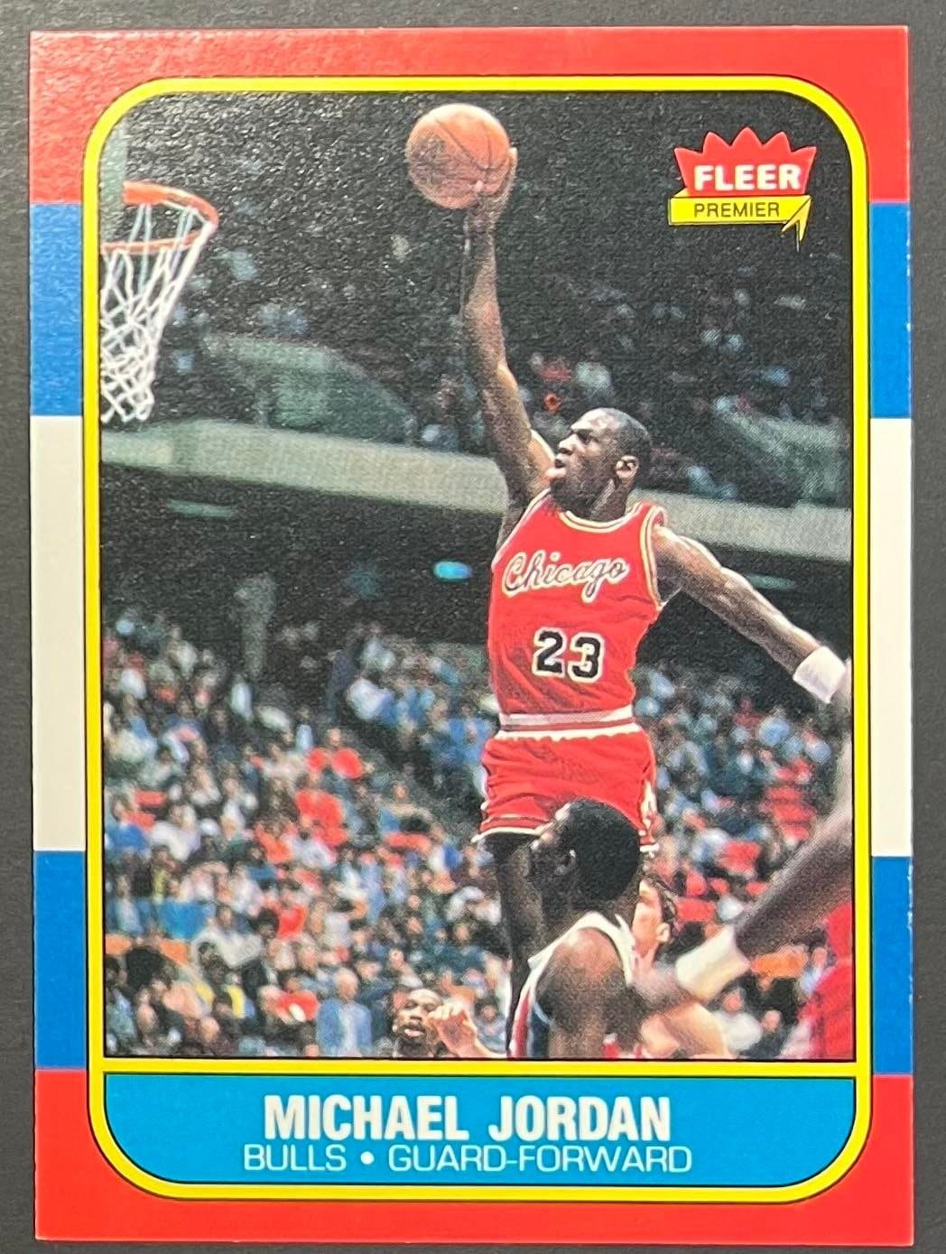The 1986 Fleer rookie — scarce because nobody wanted NBA cards in 1986.