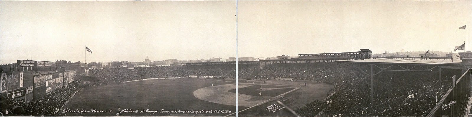 Fenway Park, panoramic, 1914 — 64 years of waiting already banked before the Dent game (public domain)