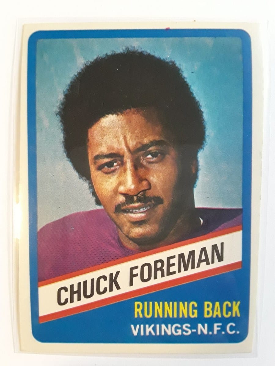 Chuck Foreman, fresh from the bread aisle, 1976.