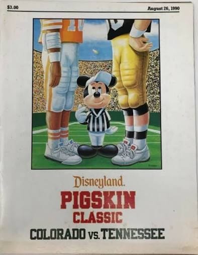 The Disneyland Pigskin Classic program, Aug 26, 1990 — yes, that is Mickey in stripes