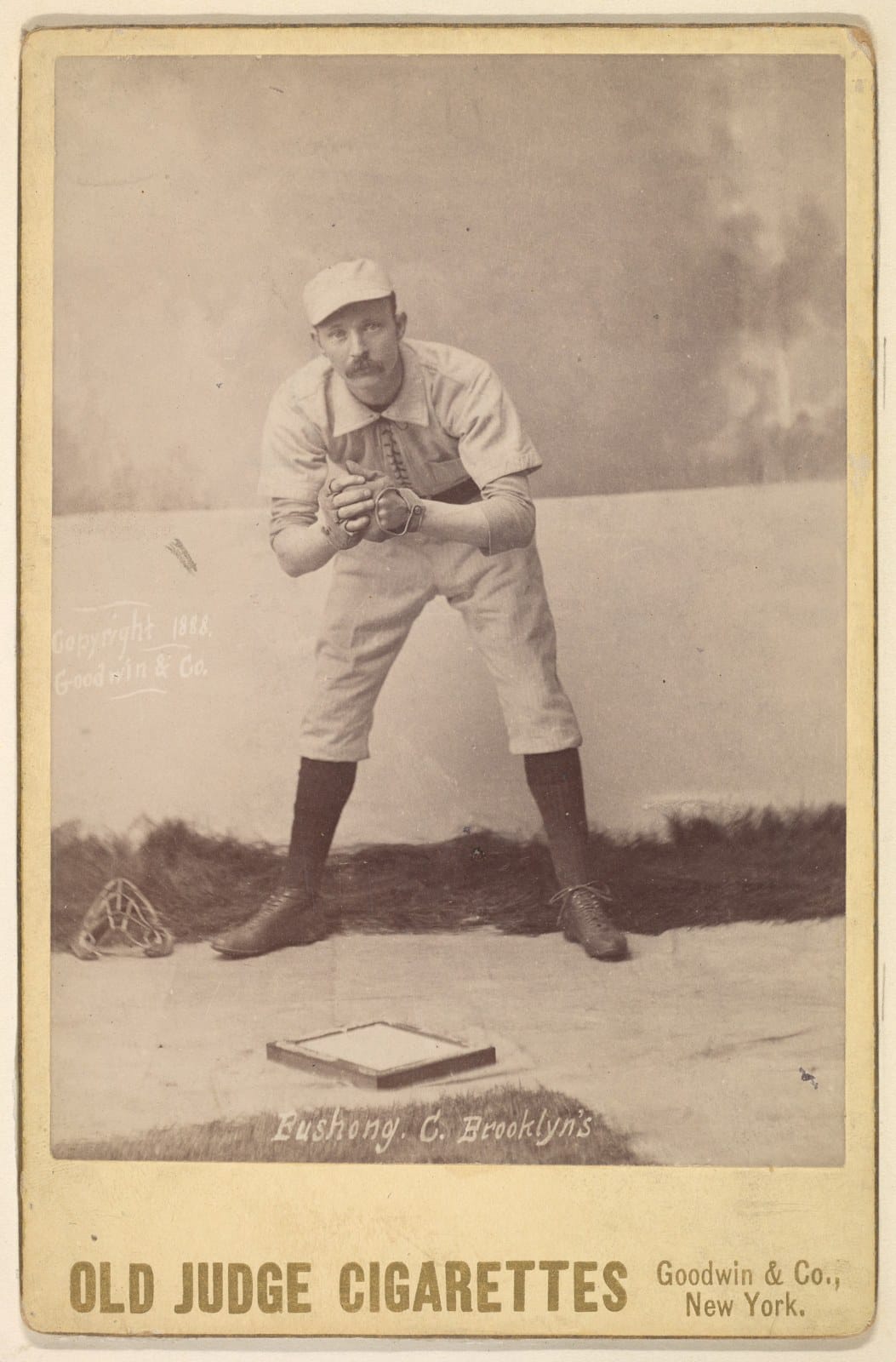 Old Judge, 1888 — the cigarette brand printed right on the card.
