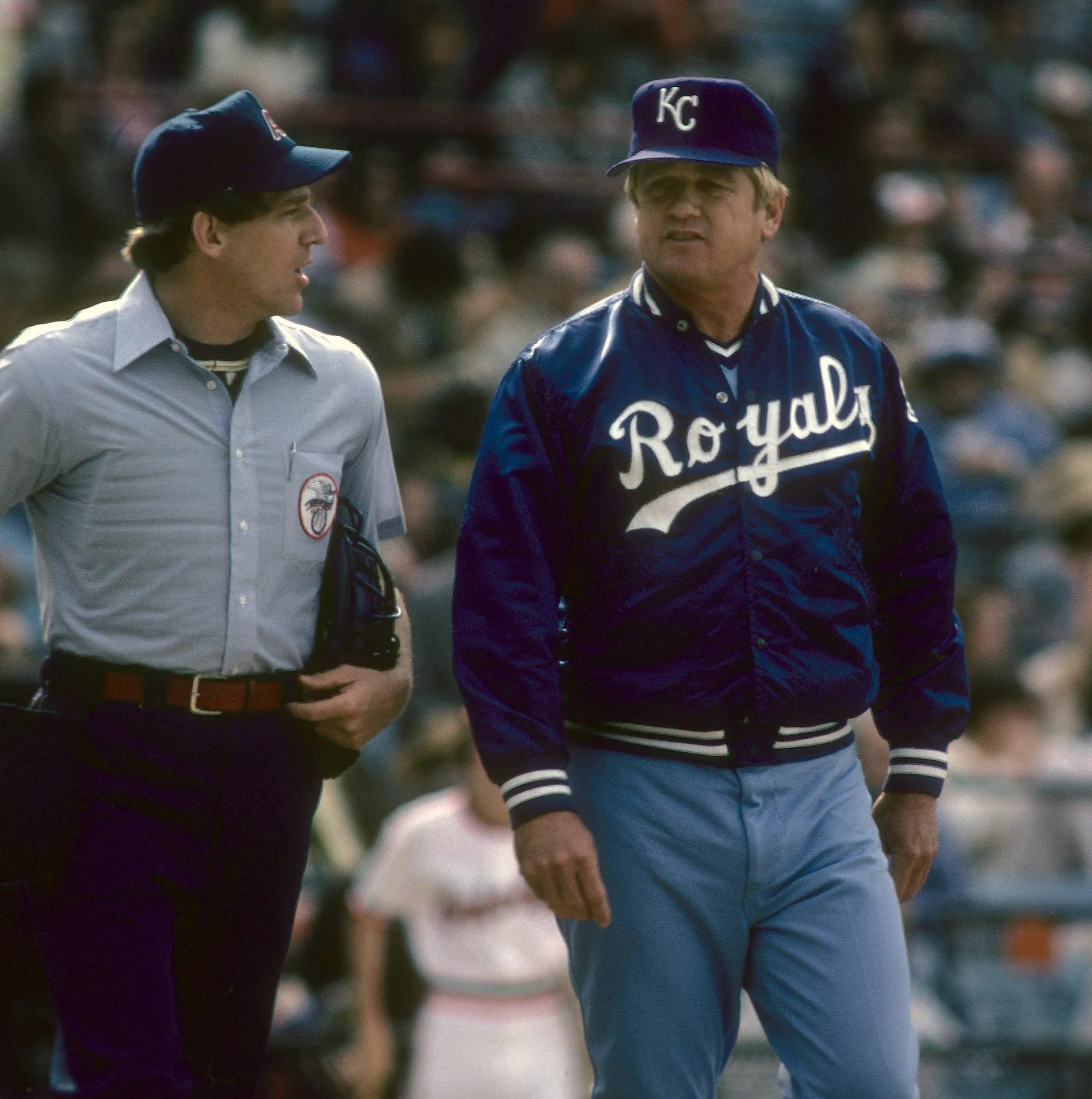 A conference with the umpire, 1981 Royals.
