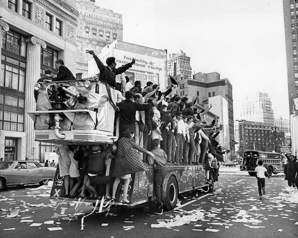 Downtown Detroit, October 1968.