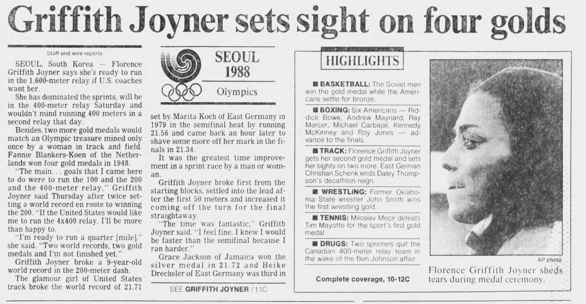The Sun-Sentinel, Sept. 30, 1988, on the two world records in one afternoon.