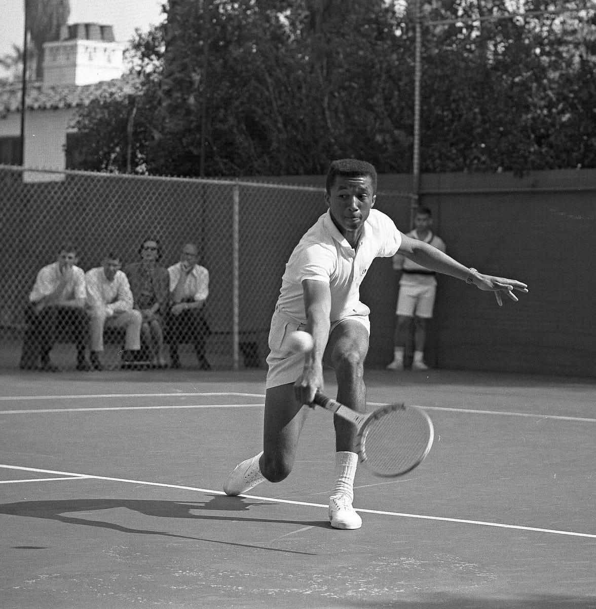 Ashe in the 1960s, before the Army, before Forest Hills: the low volley that would carry him through 5 sets against Okker.