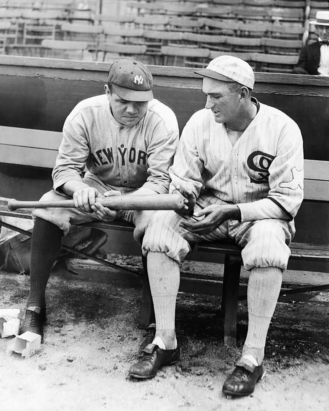 Babe Ruth and Shoeless Joe Jackson, around 1920.