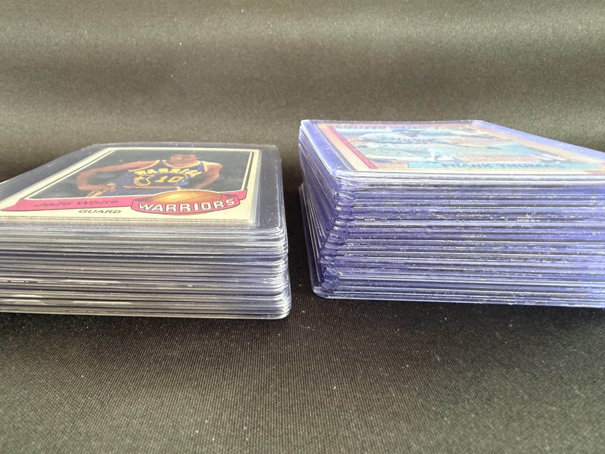 Cards in Card Savers on the left, in top loaders on the right.