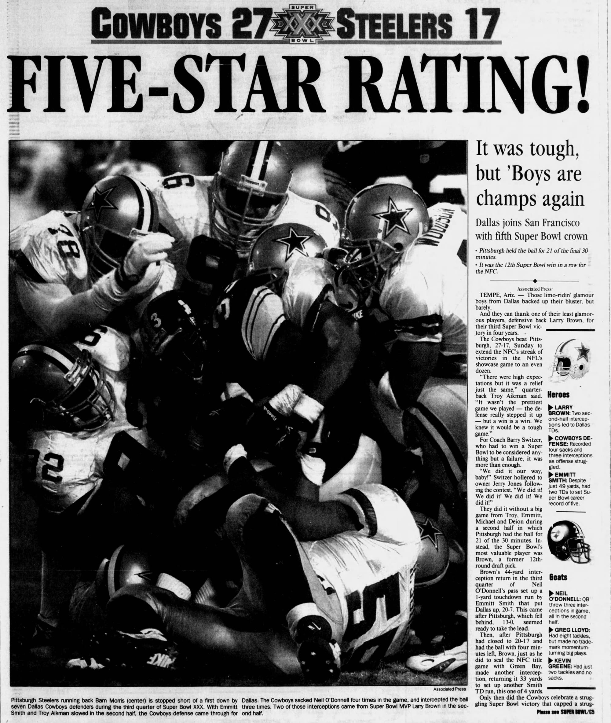 Jan. 29, 1996: the Cowboys' fifth Super Bowl title, and the last one.