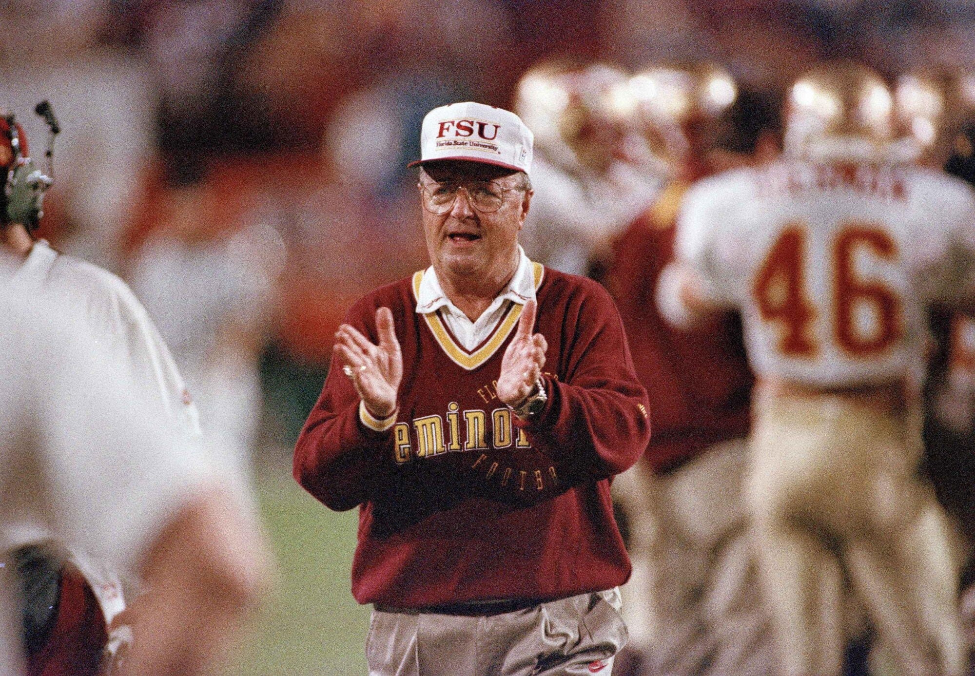 Bobby Bowden on the Florida State sideline in the long decline.