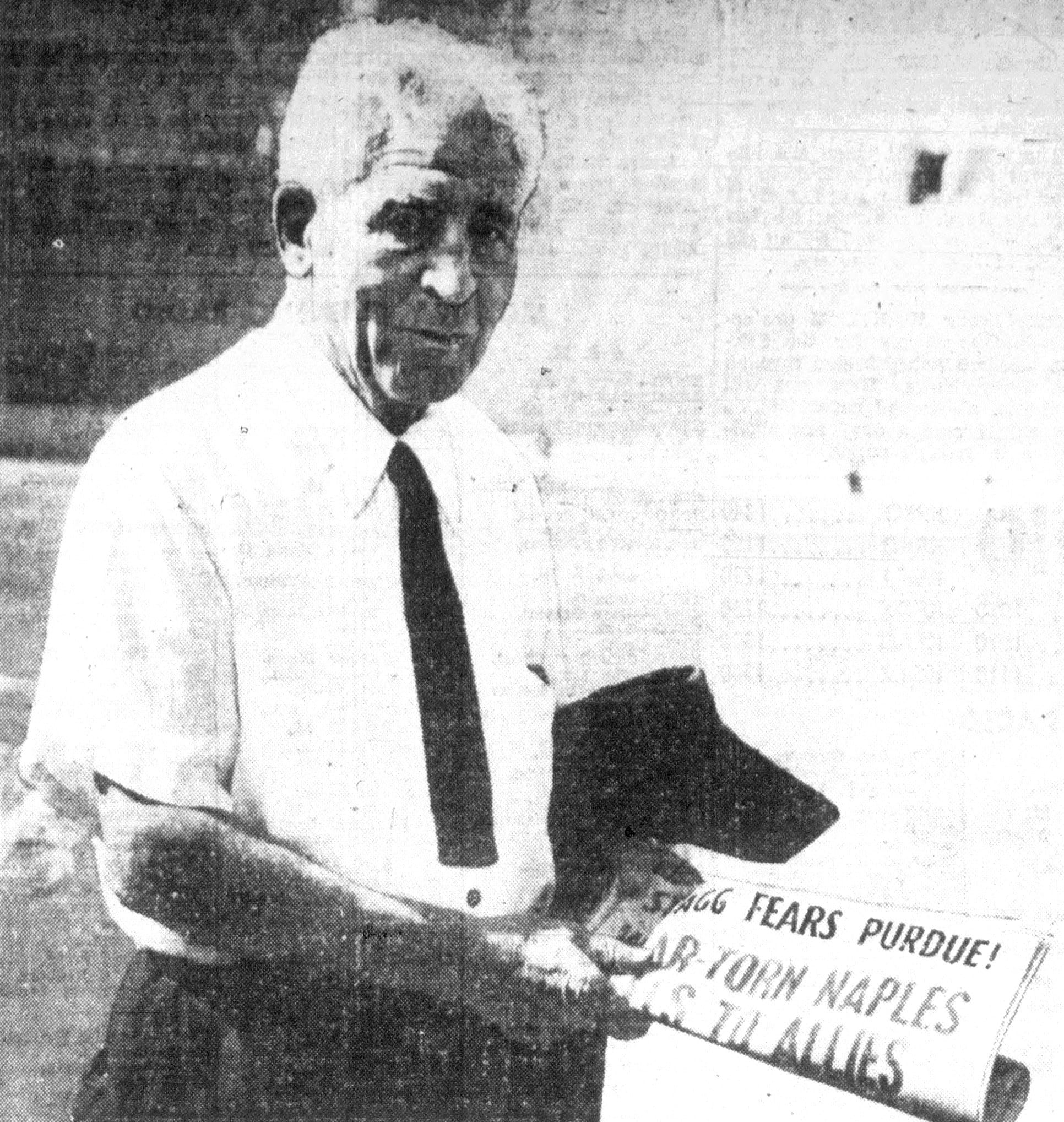 Stagg in 1943 — head coach at the College of the Pacific at 81, and the nation's Coach of the Year.