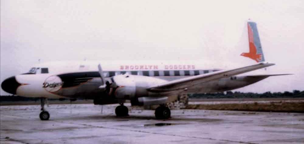 The Dodgers' Convair 440, 1957. The first airplane owned by a professional sports team, bought from Eastern Air Lines' order book. Photo: walteromalley.com.