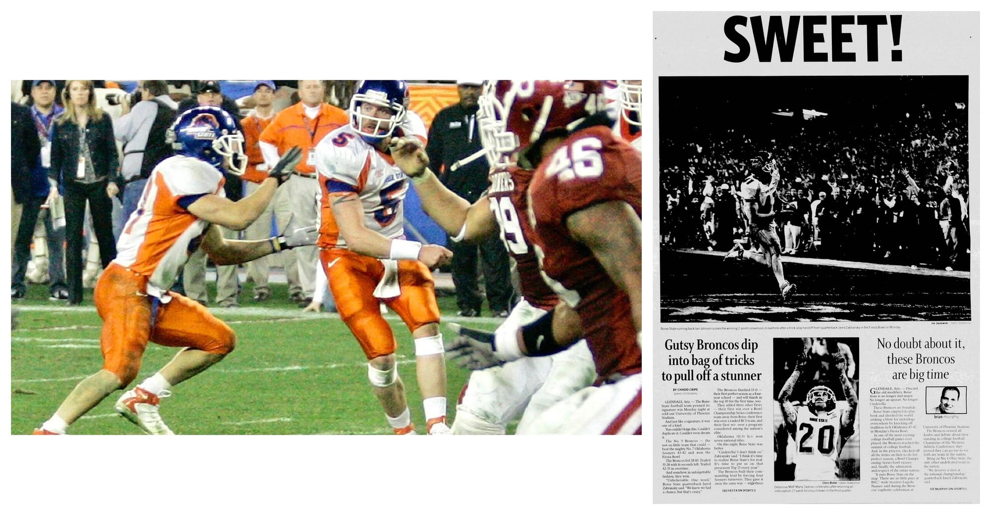 The Statue of Liberty two-point conversion, and the Idaho Statesman of Jan. 2, 2007.