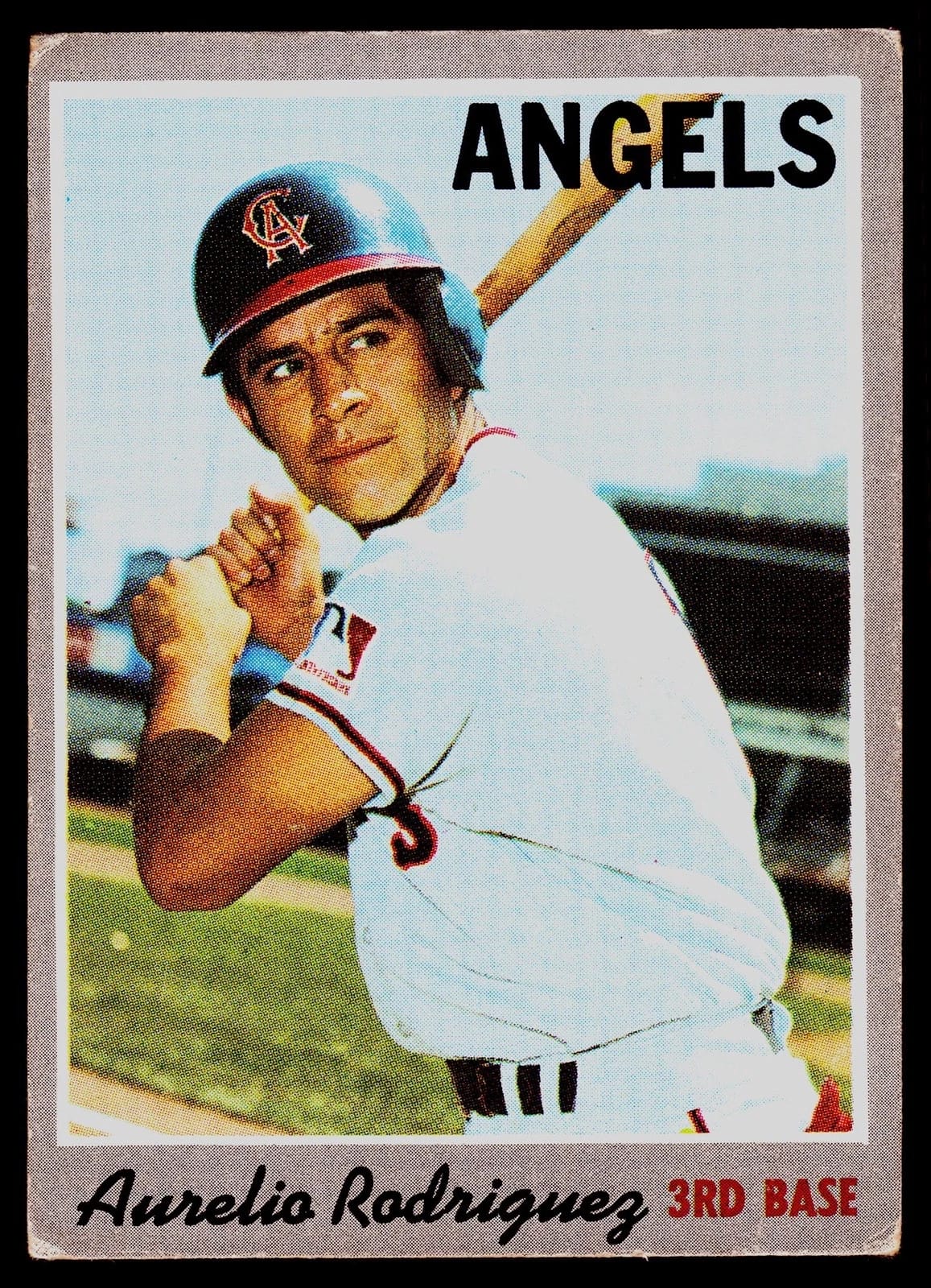 The actual Aurelio Rodriguez, 1977 Topps, for comparison.