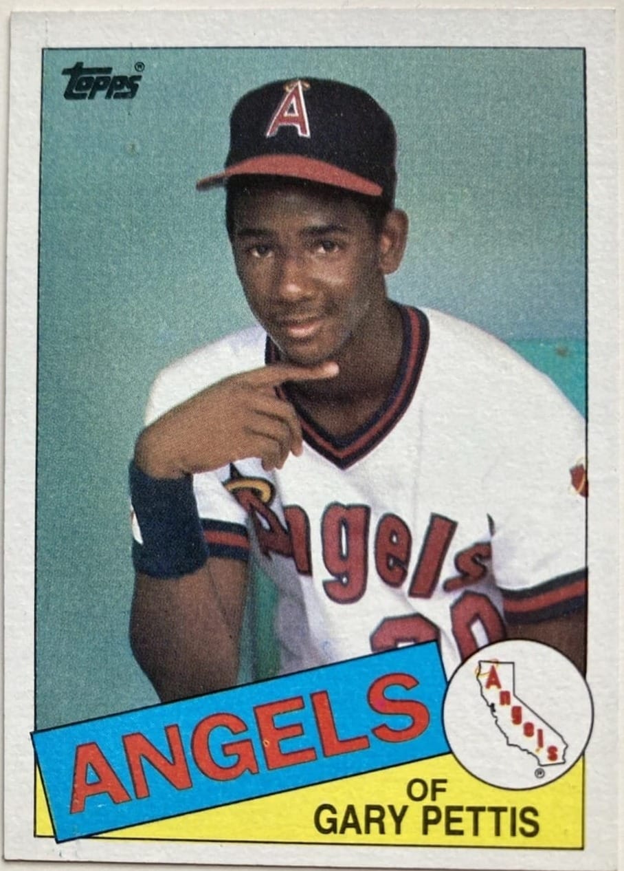 1985 Topps #497, “Gary Pettis.” That's Lynn Pettis, age 14.
