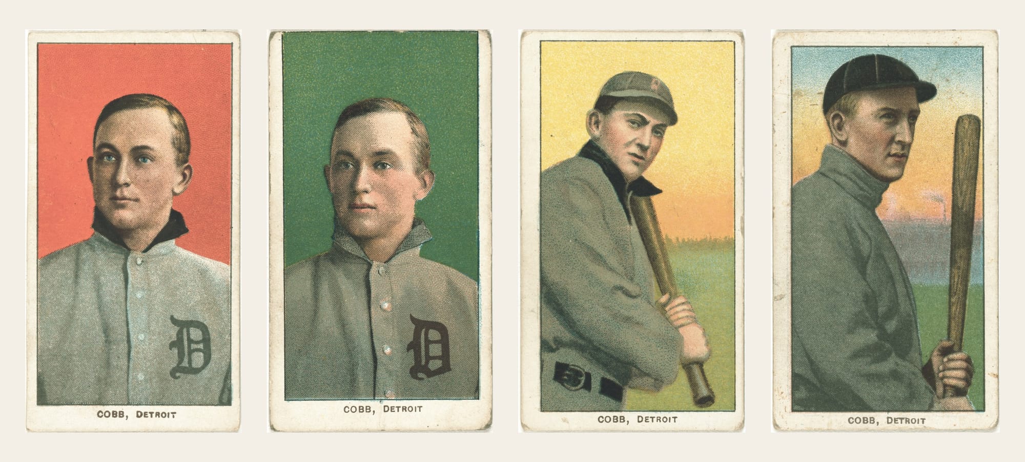 Ty Cobb's 4 T206 poses. Cards: Library of Congress, Benjamin K. Edwards Collection.