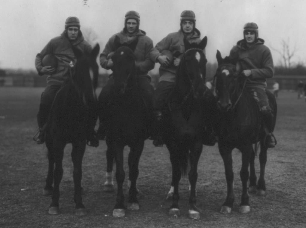 Notre Dame's Four Horsemen around 1924. Fordham coach Jim Crowley is one of them.