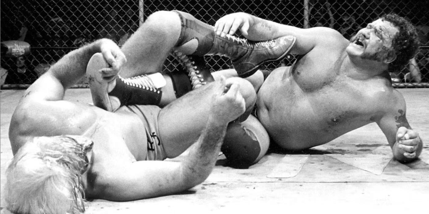 Harley Race, 8-time NWA world champion, on the mat.