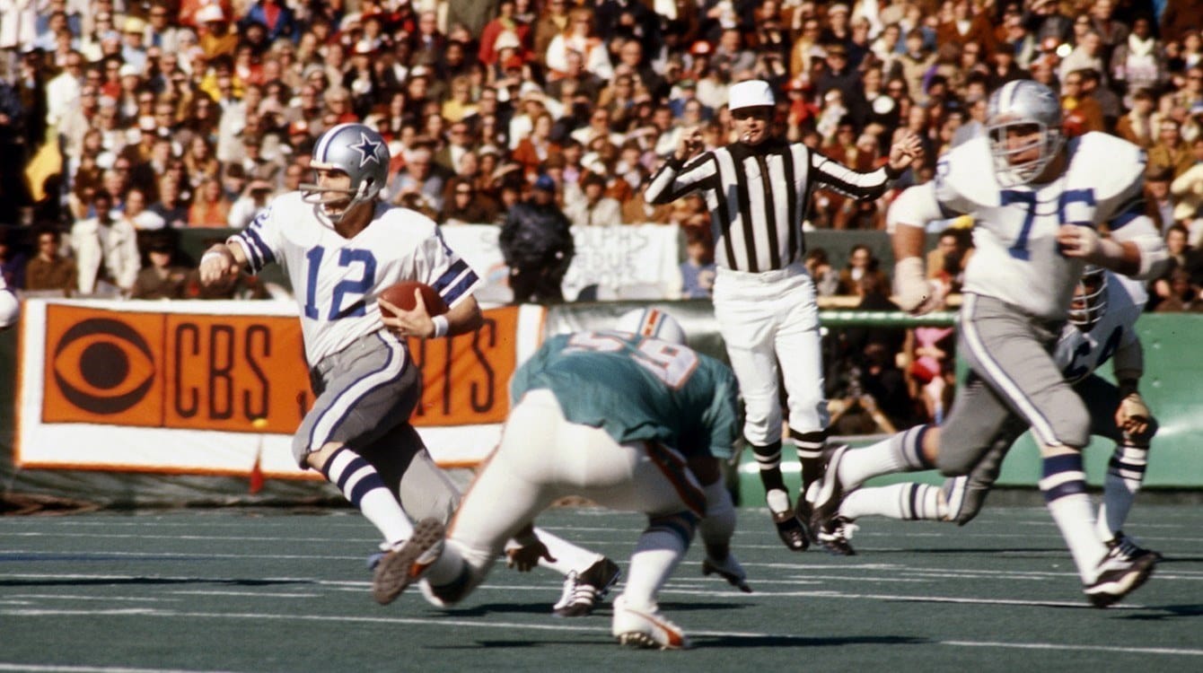 The realtor at his other job: Staubach in Super Bowl VI.