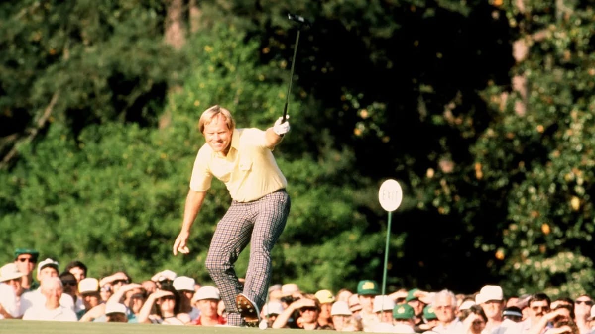 Twenty-five years later, almost to the season: the 17th green at Augusta, April 1986.