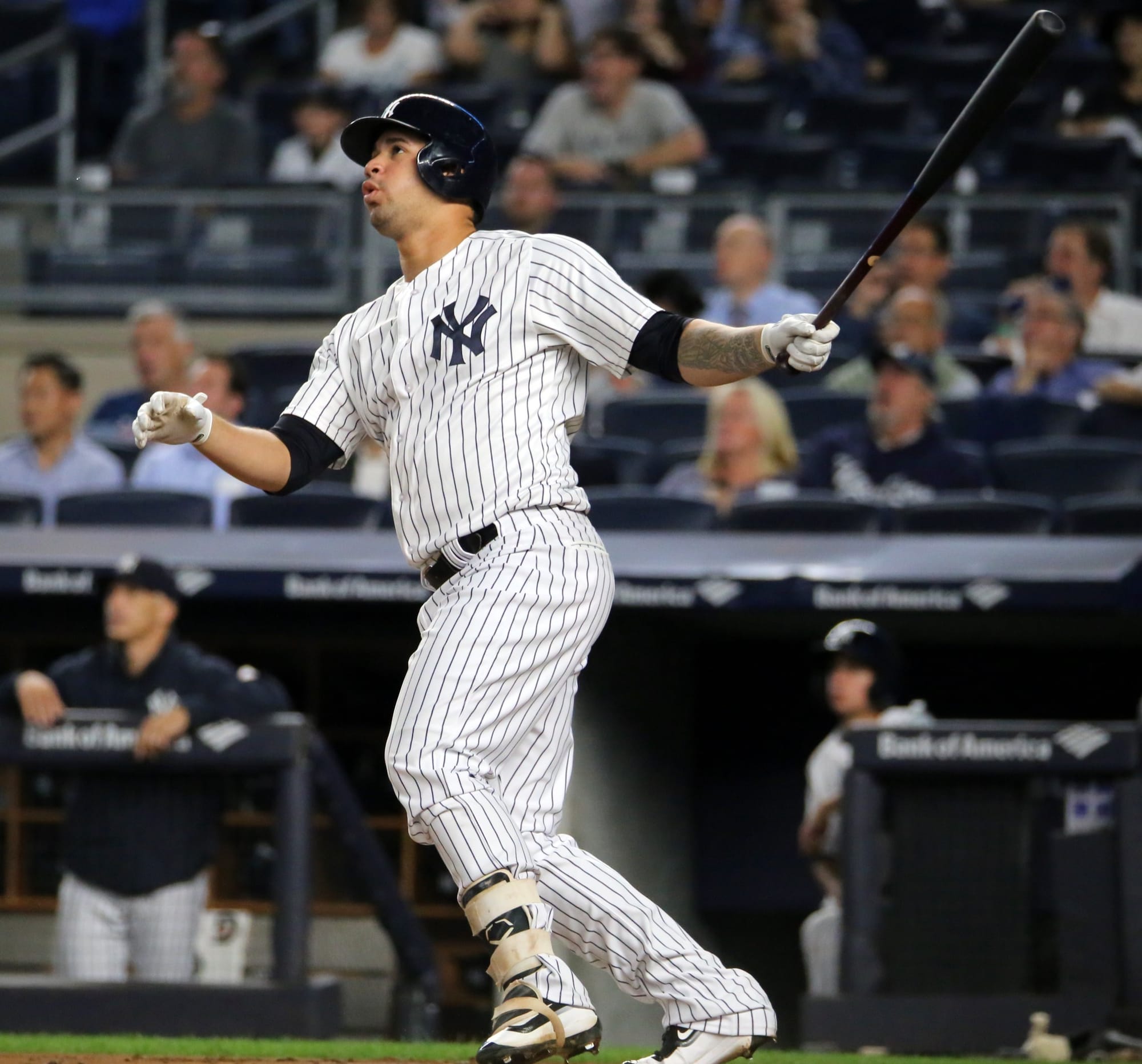 Gary Sánchez watches one leave Yankee Stadium.
