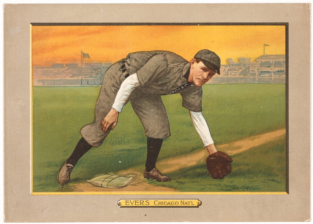 Johnny Evers, 1911 T3 Turkey Red cabinet. Library of Congress.