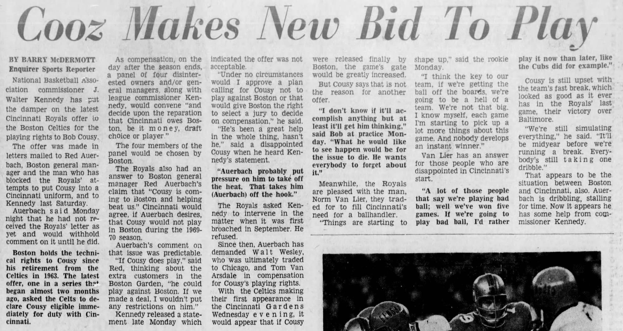 "Cooz Makes New Bid To Play" — The Cincinnati Enquirer, Nov. 11, 1969.