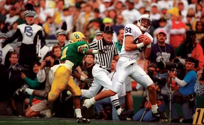 Penn State's unstoppable 1994 offense at work in the Rose Bowl — 38 points, 12-0, second place.