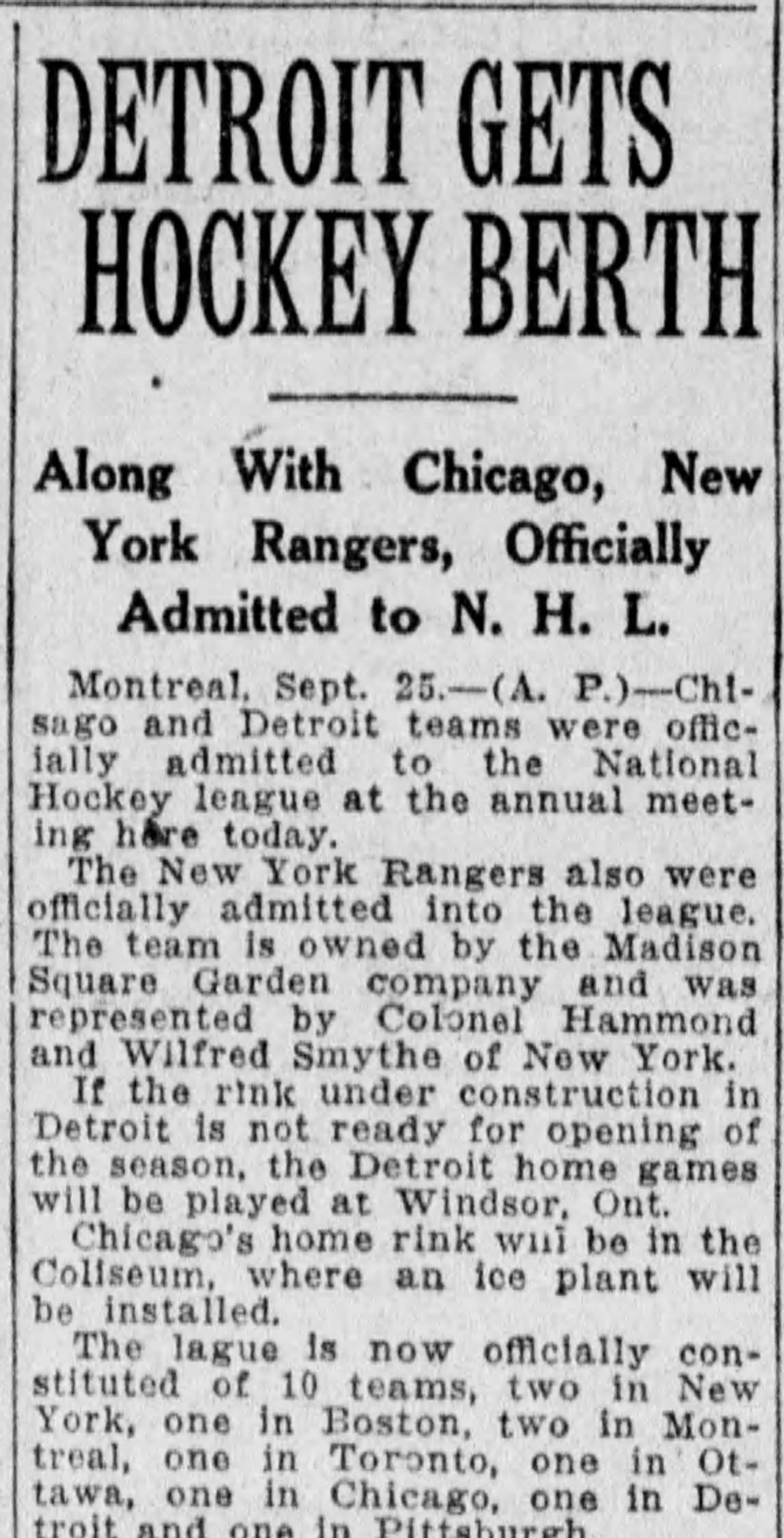 Detroit Free Press, Sept. 26, 1926.