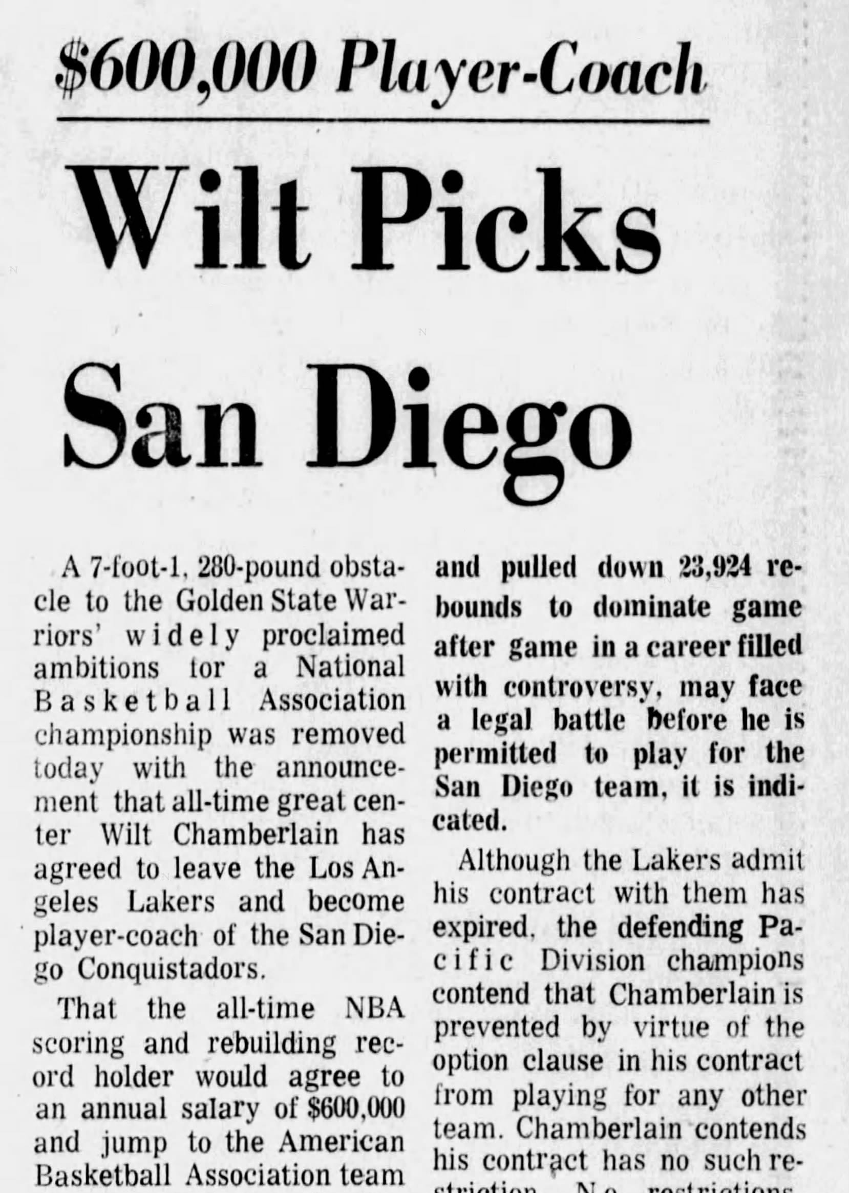 San Francisco Examiner, Sept. 26, 1973.