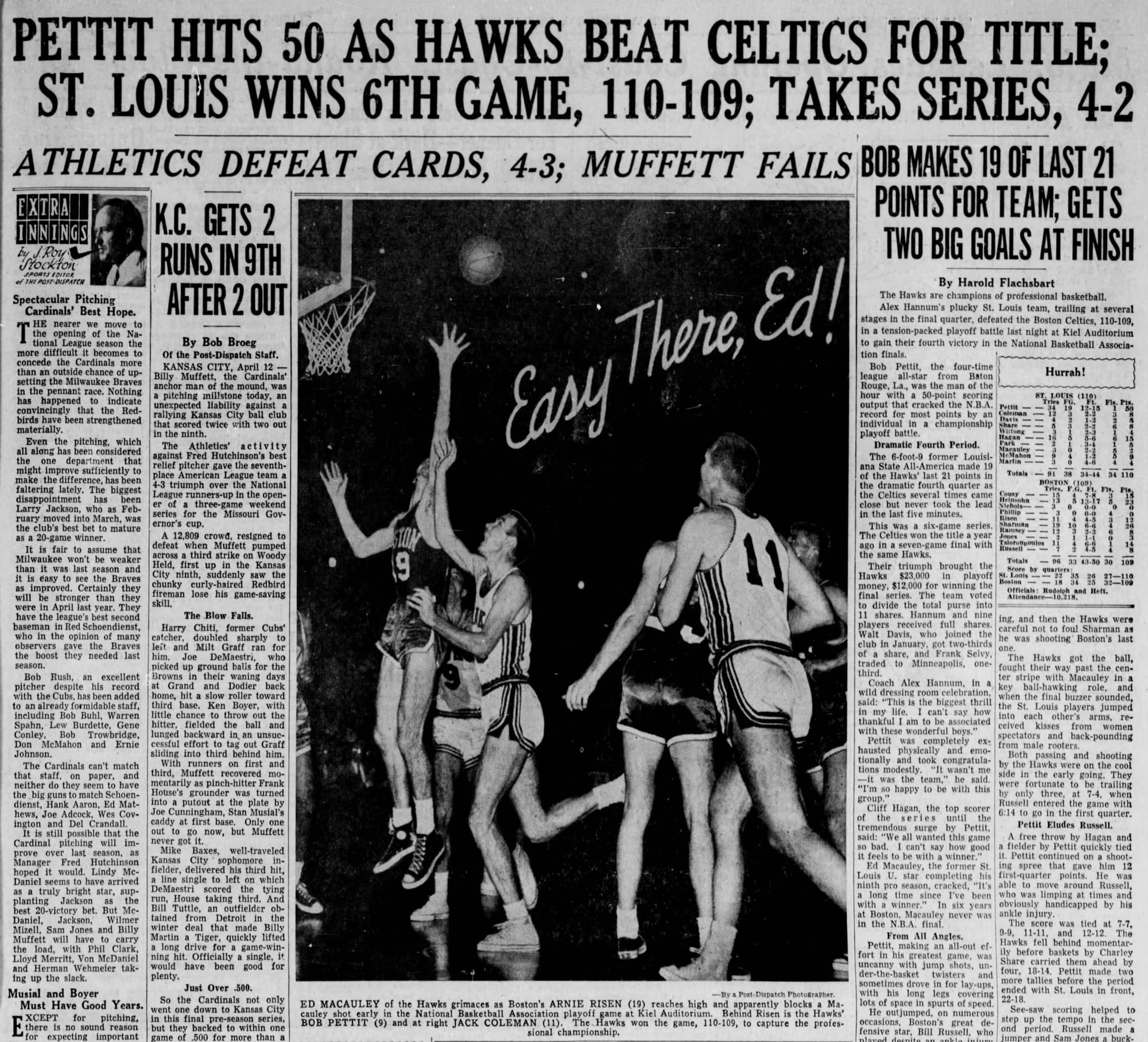 St. Louis Post-Dispatch, April 13, 1958.