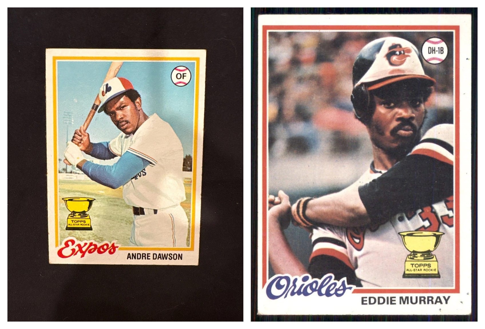 1978 Topps: Andre Dawson #72 and Eddie Murray #36, who made the team as a designated hitter.