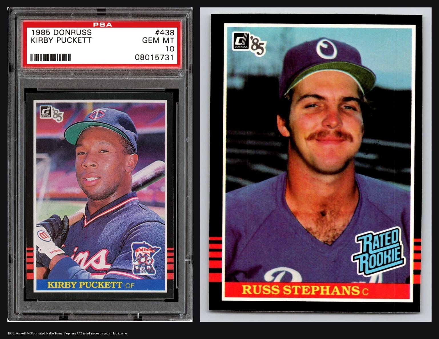 1985: Kirby Puckett at #438, unrated. Russ Stephans at #42, rated, and he never played a major league game.
