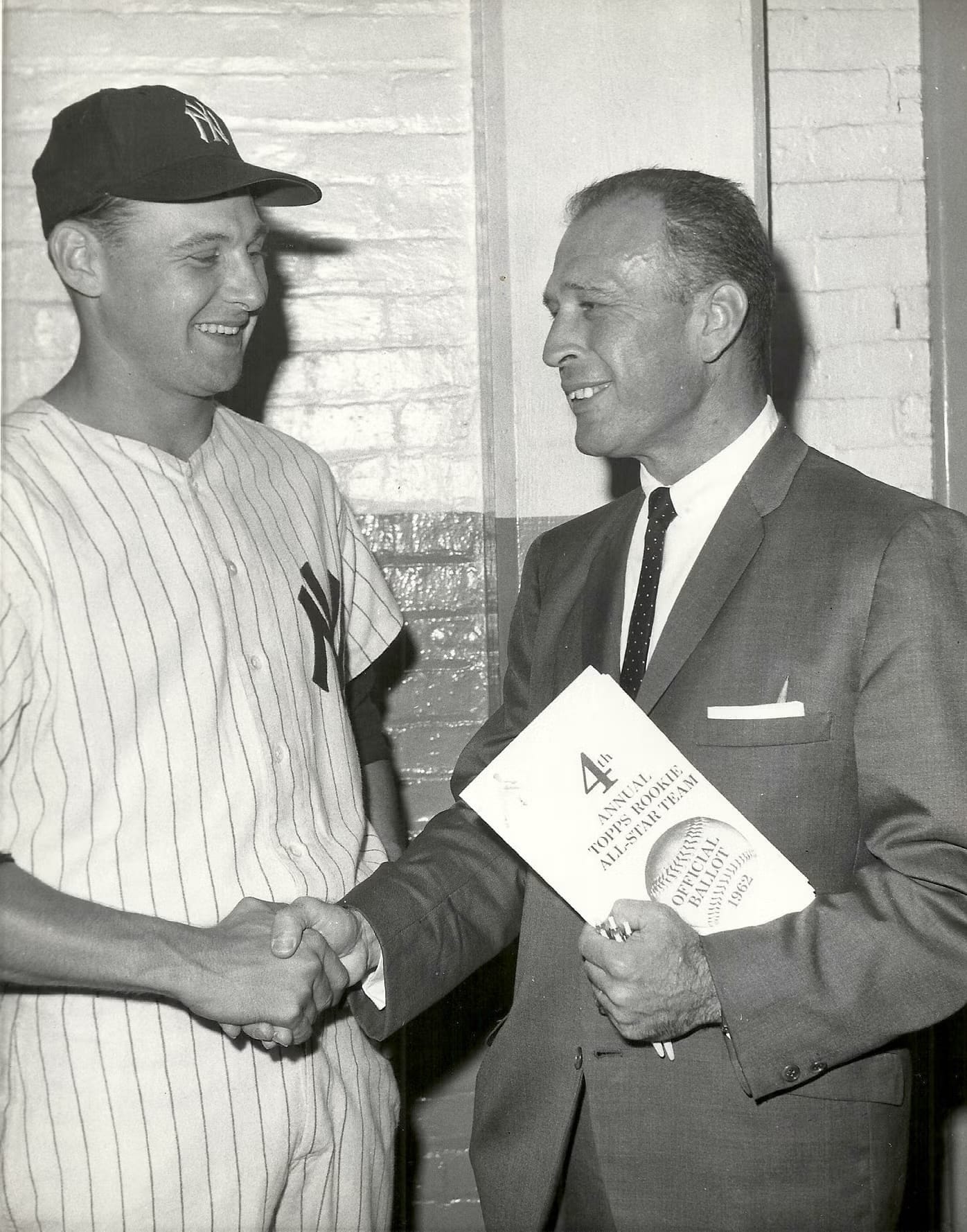 The 4th Annual Topps Rookie All-Star Team ballot, 1962. The award has always been Topps' own: the company runs the vote, then prints the result on the card.