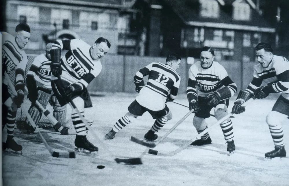 Detroit's team before it was the Red Wings, when the sweaters just said DETROIT.
