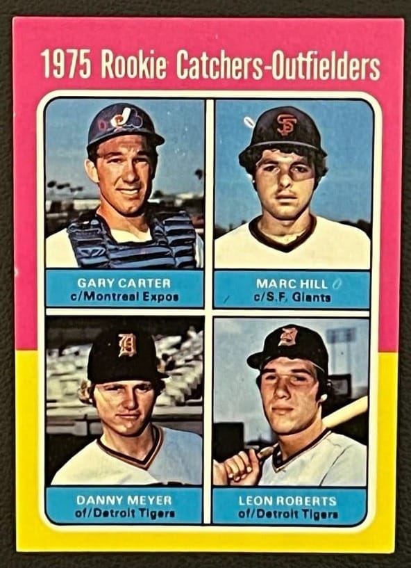 1975 Topps #620: Gary Carter, with Marc Hill, Danny Meyer and Leon Roberts.