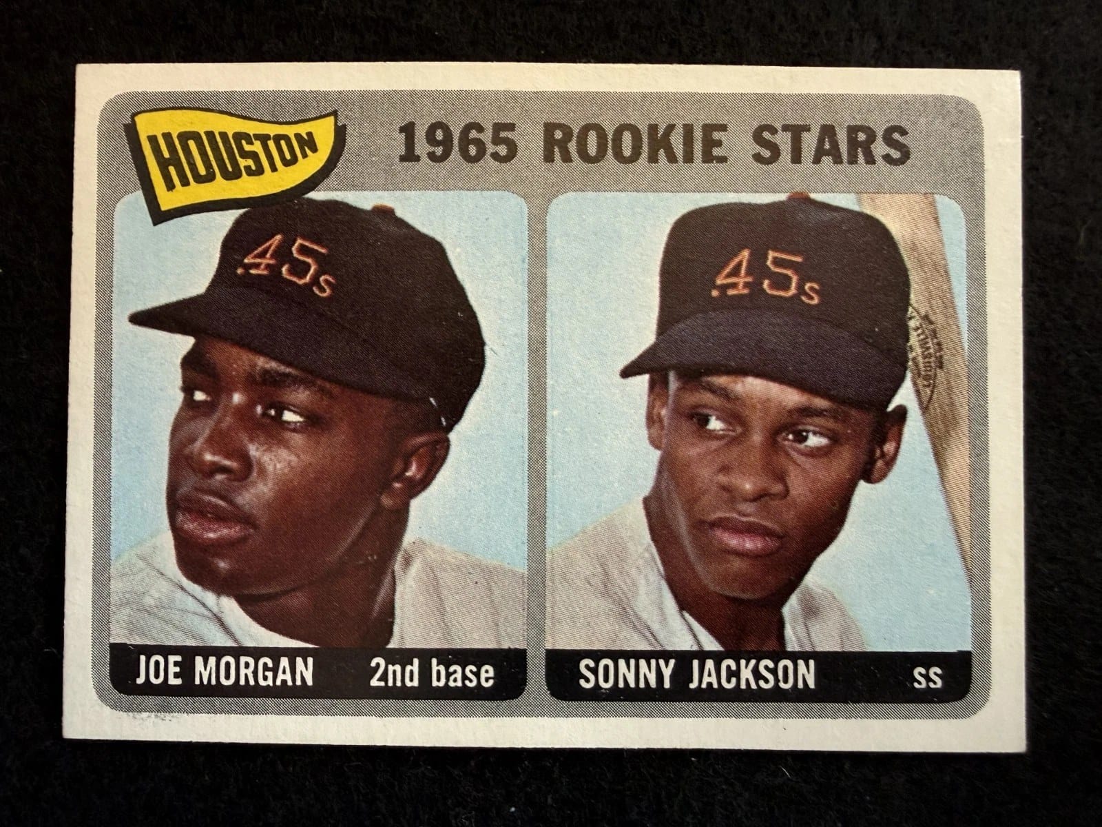 1965 Topps #16 — look at the pennant. It says only “HOUSTON.” The franchise was mid-rename from Colt .45s to Astros, and Topps couldn't commit.