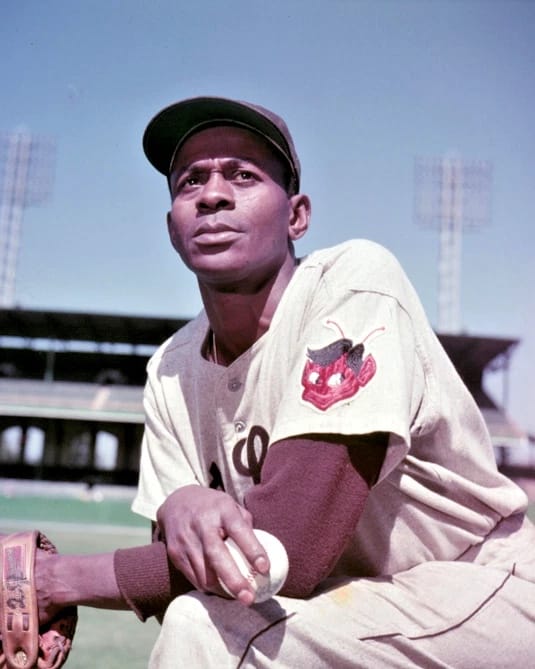 Satchel Paige, whom Veeck signed to the Browns in 1951 at age 45.