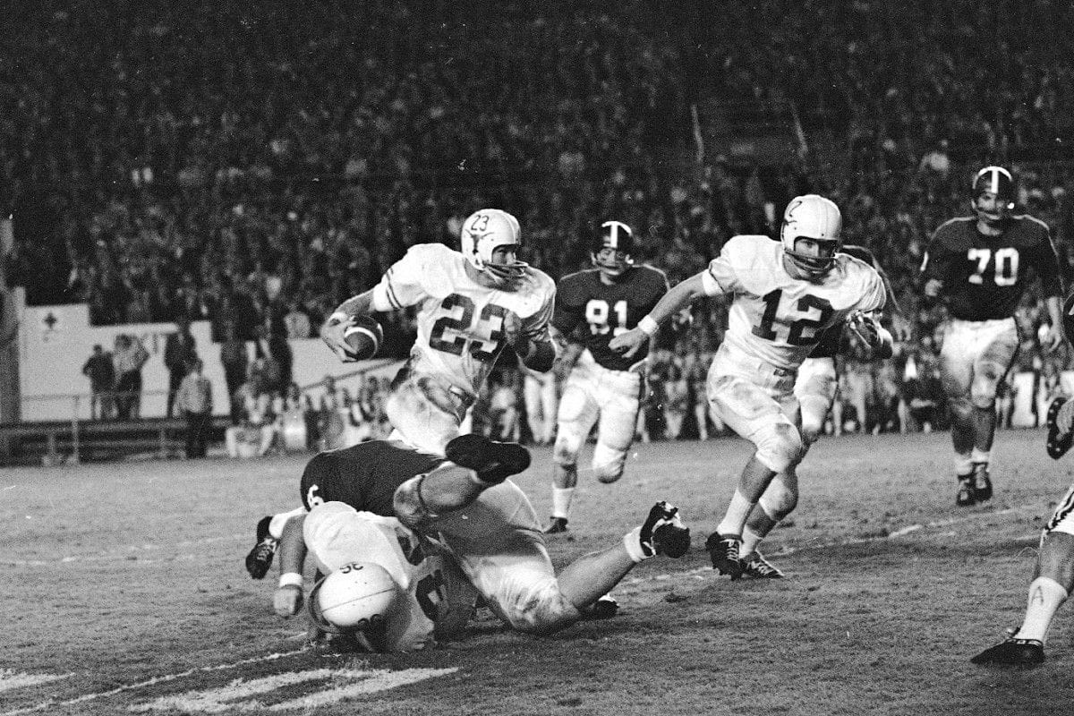 Texas on the move in the Orange Bowl, the first one ever played at night.