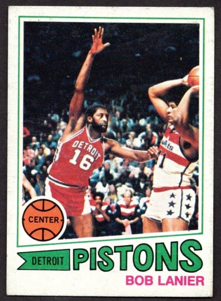 1977-78 Topps Bob Lanier — Bullets stripes in frame again.