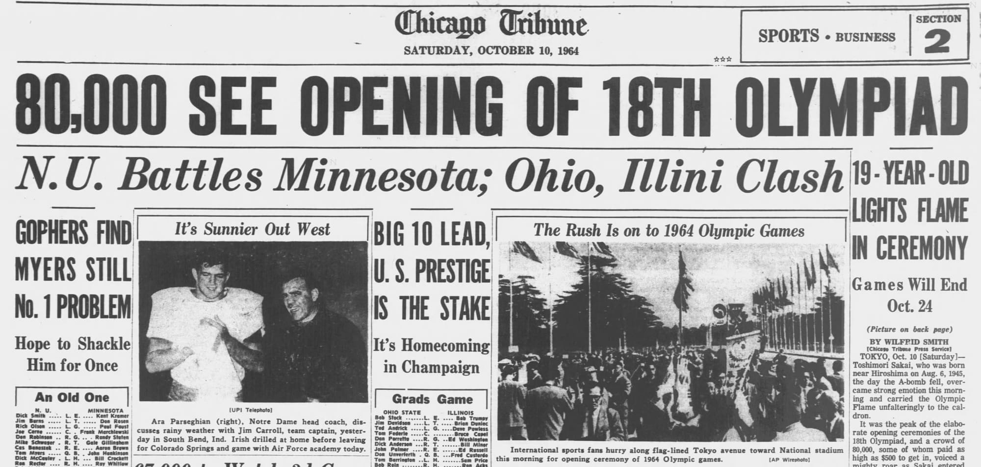 Chicago Tribune sports front, Oct. 10, 1964.