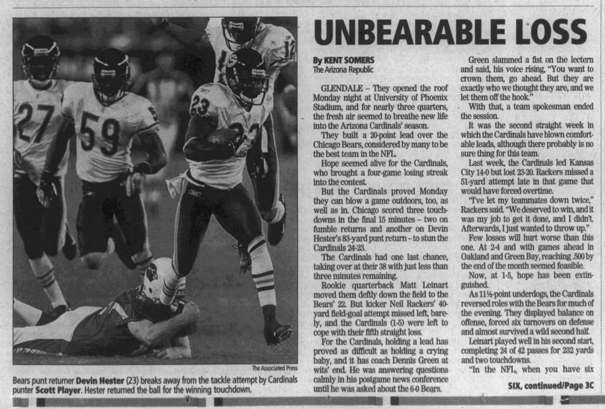 "UNBEARABLE LOSS": the Tucson Citizen, Oct. 17, 2006.