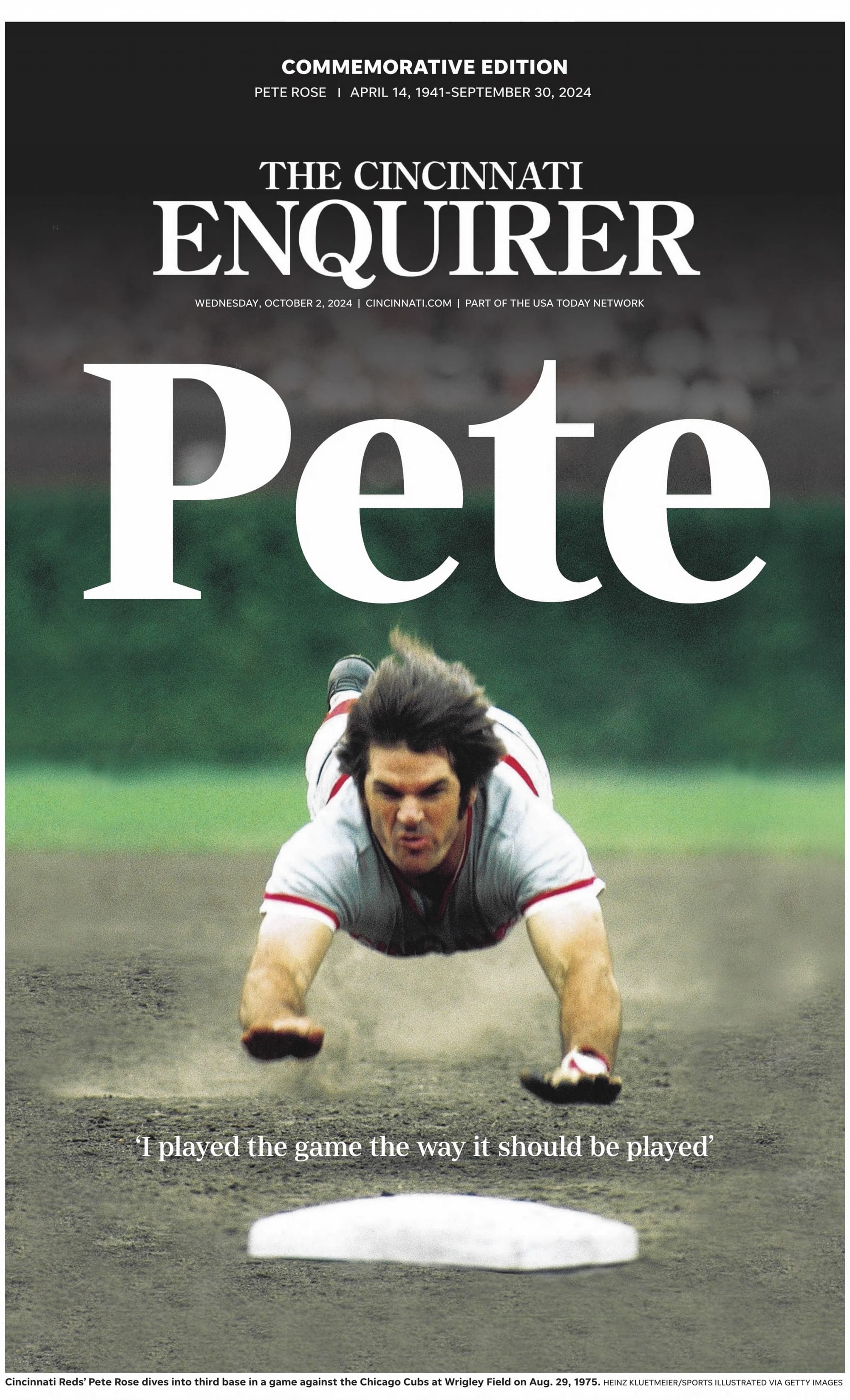The Cincinnati Enquirer's commemorative front page, Oct. 2, 2024.