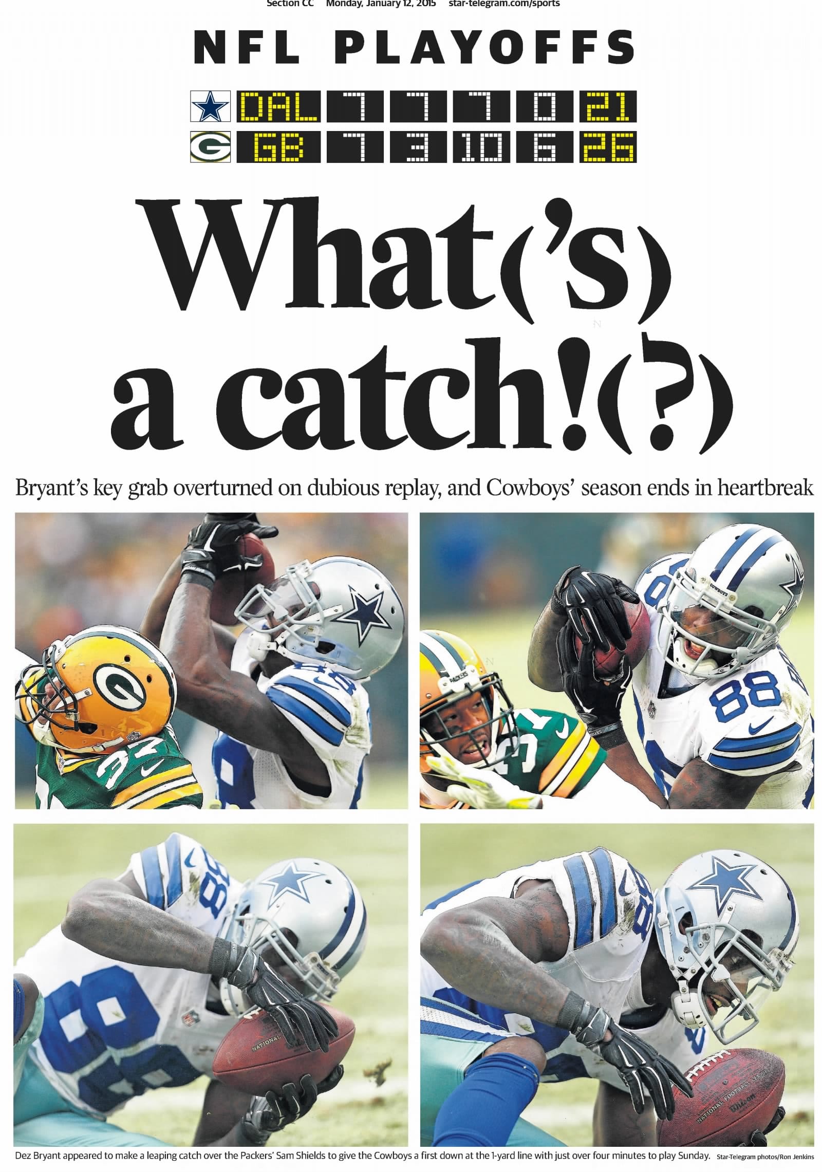 Fort Worth Star-Telegram, January 12, 2015: “What(’s) a catch!(?)”