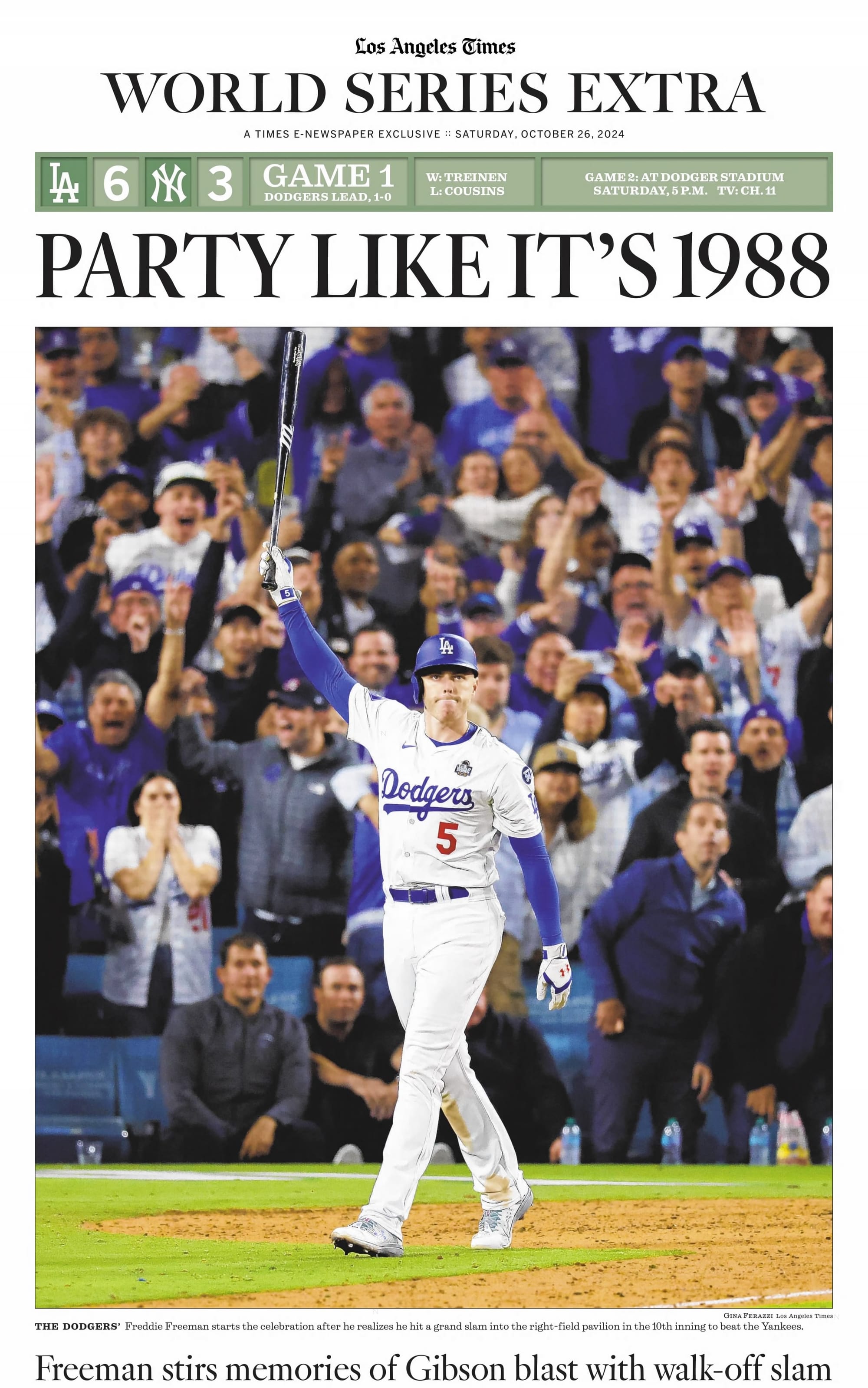 "Party Like It's 1988": the Los Angeles Times World Series Extra, Oct. 26, 2024.