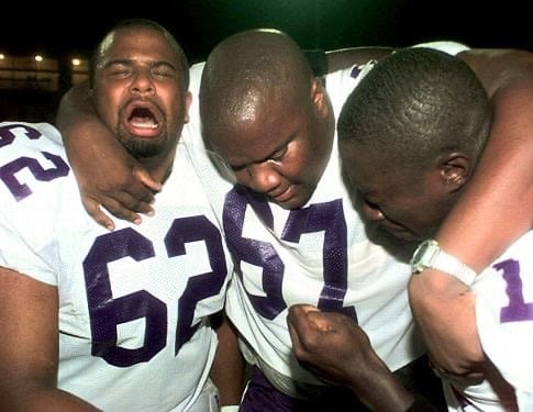 Prairie View A&M players after the streak ended, September 26, 1998.