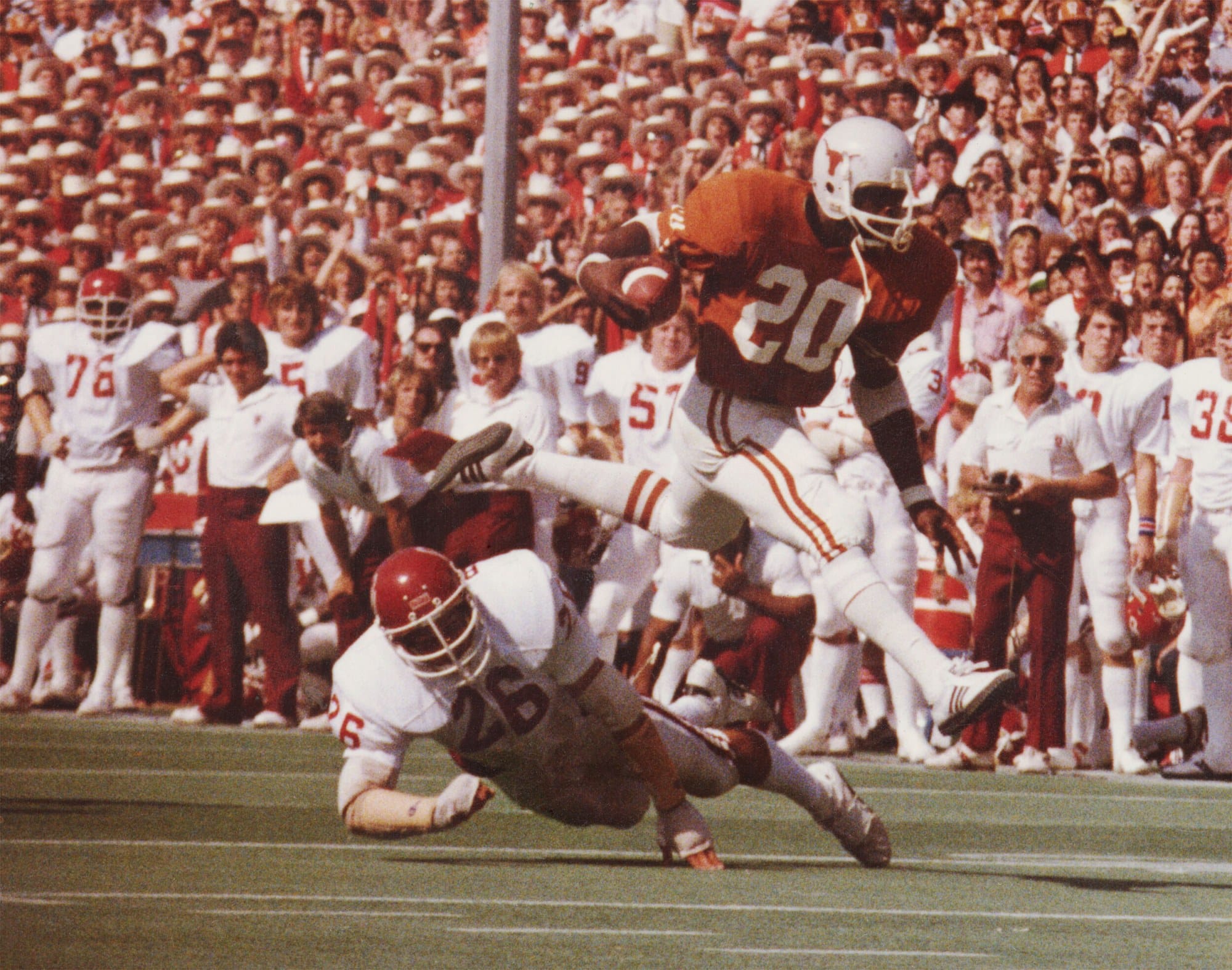 Earl Campbell (20) against Oklahoma, 1977.